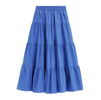 2024 Spring Autunm women Ruffle skirt fashion Summer cotton linen skirts long maxi party skirts red purple pink M-5XL 6XL 7XL