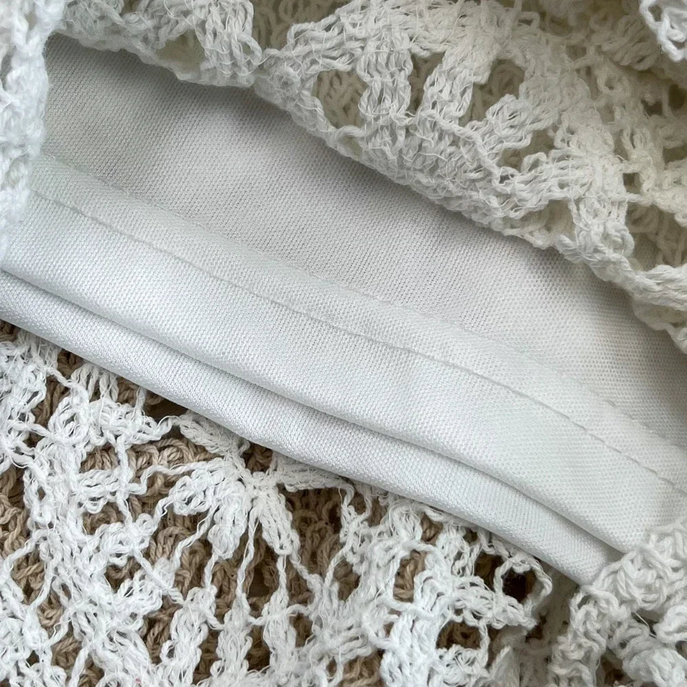 Boho Holiday Long Skirts Women Crochet Hollow Out Female Trumpet Skirt Ladies Elegant Lace Patchwork Summer Skirt Dropshipping