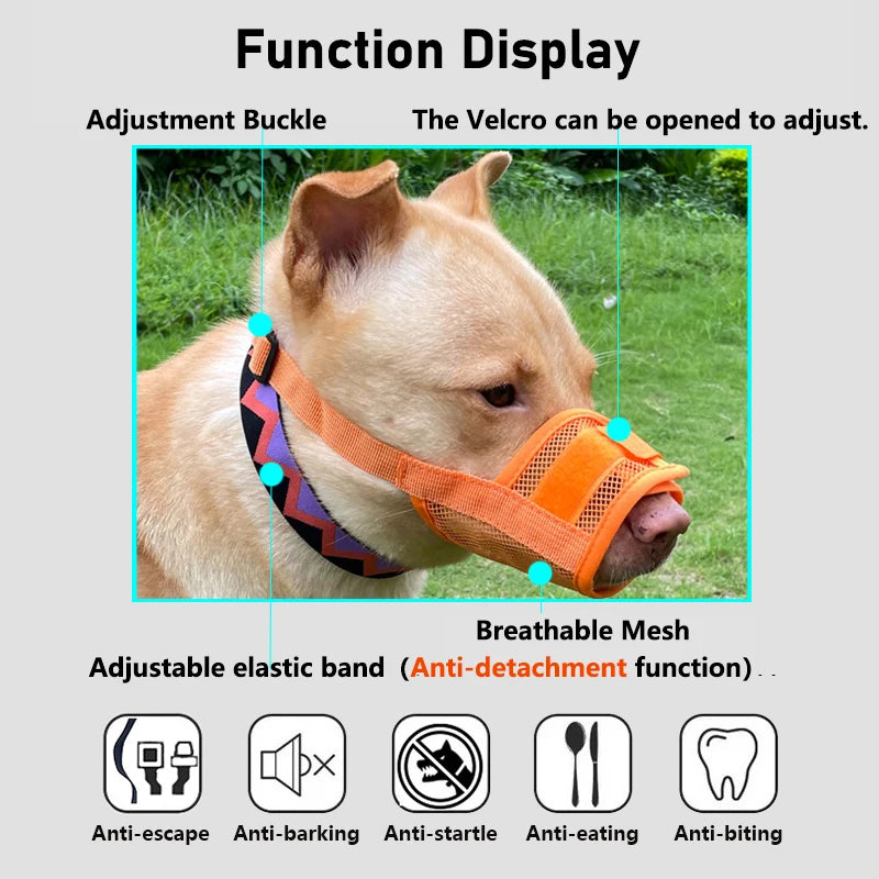 Dog muzzle Prevents biting barking and accidental eating prevents slipping off fits small medium large dogs adjustable