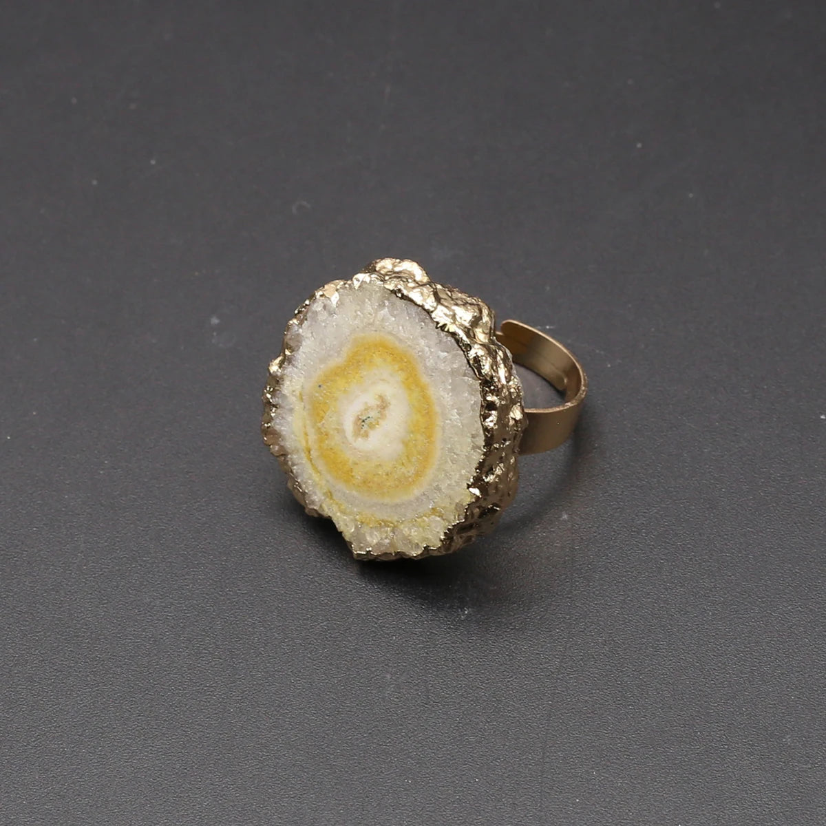 Natural Semi Precious Stones Irregular Crystal Druzy Rings Reiki Healing Embryo Agate Jewelry Accessories Party Gifts for Women