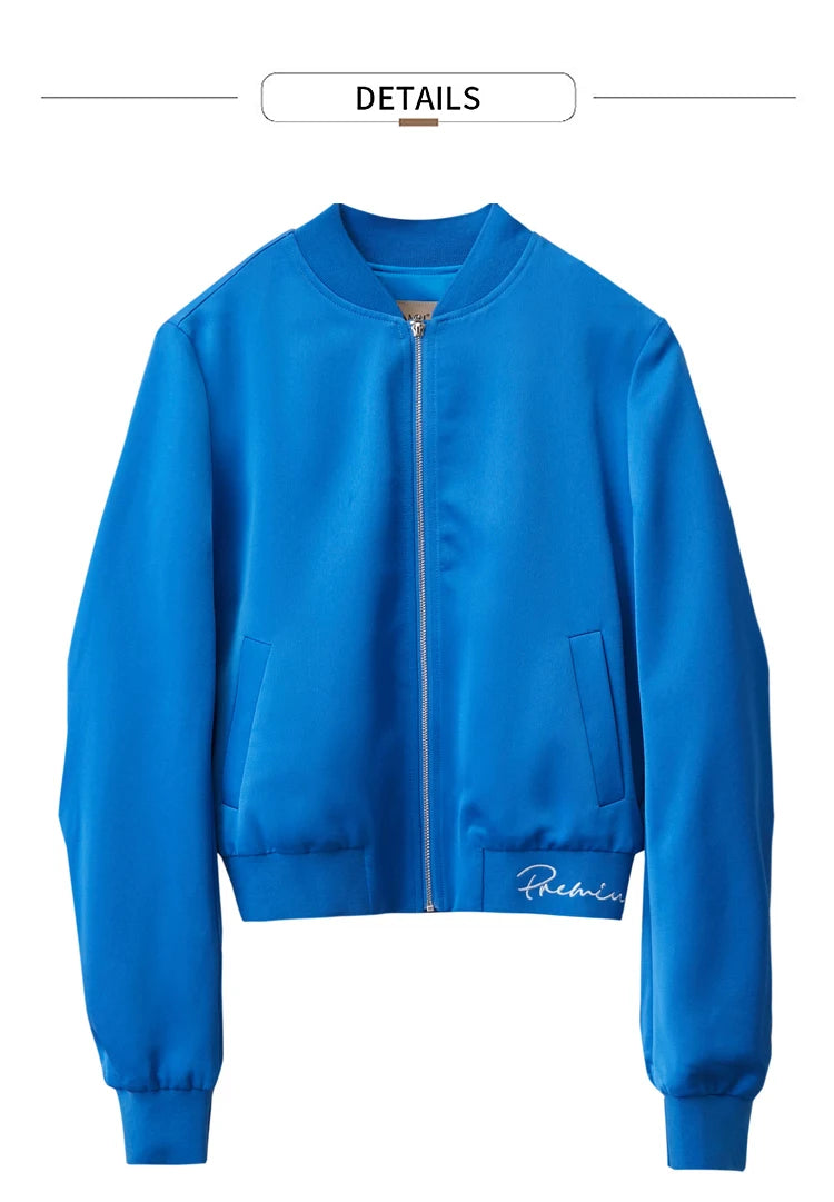 AMII Minimalism Jacket Woman Baseball Jacket Embroidery Letter Zipper 2023 Spring New Casual Women's Clothes Female Top 72331004