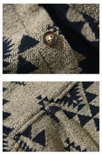 2024 Autumn Winter New Vintage Loose Printed Wool Shirts for Men Clothing Cargo Big Pockets Men Shirts AZT738