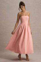 2025 French Fashion Elegant Long Evening Dress Women High-end Solid  Sleeveless Strapless Party Dress Chic Minimalist Clothes