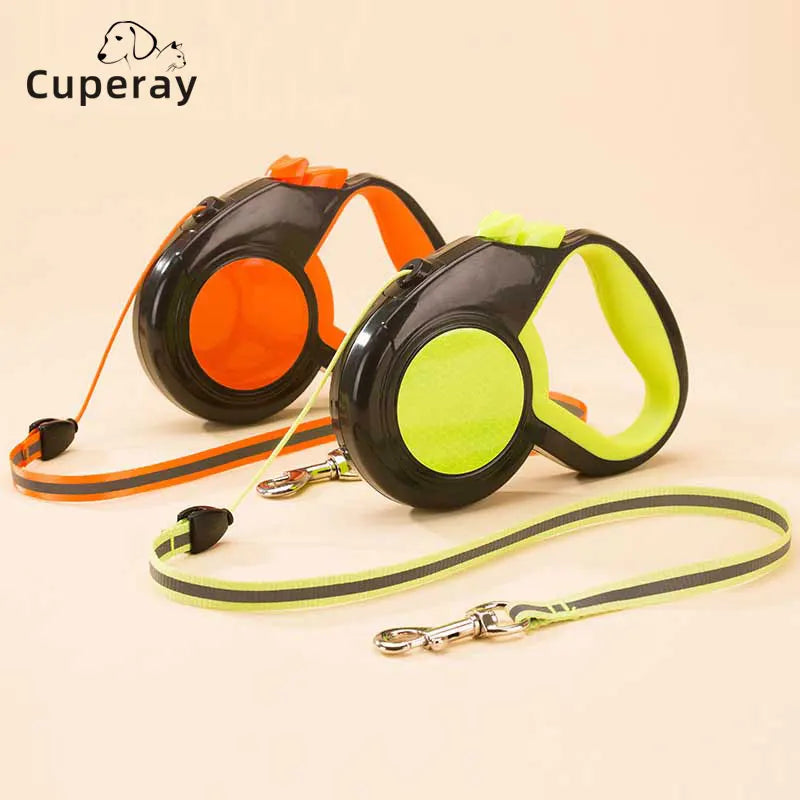 3M/5M/8M Dog Leash with Reflective Stitching,Heavy Duty Retractable Dog Leash One Button Lock and Release for Small To Large Dog