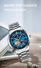 RUIGE High Quality Hollow Mechanical Movement Men's Watch Stainless Steel Fashion Men's Night Light Waterproof Watch