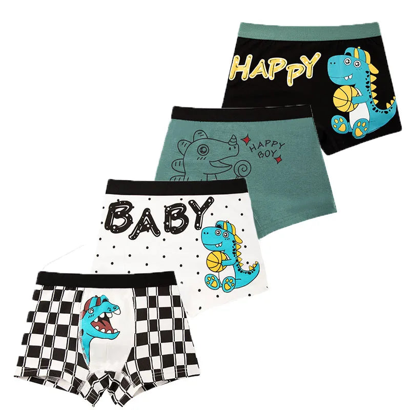 4 Pcs/Lot Children Panties Cotton Underwear For Boys 3-14 Years Breathable Kids Underpants Cars Patterns Cartoon Boy Boxer Brief