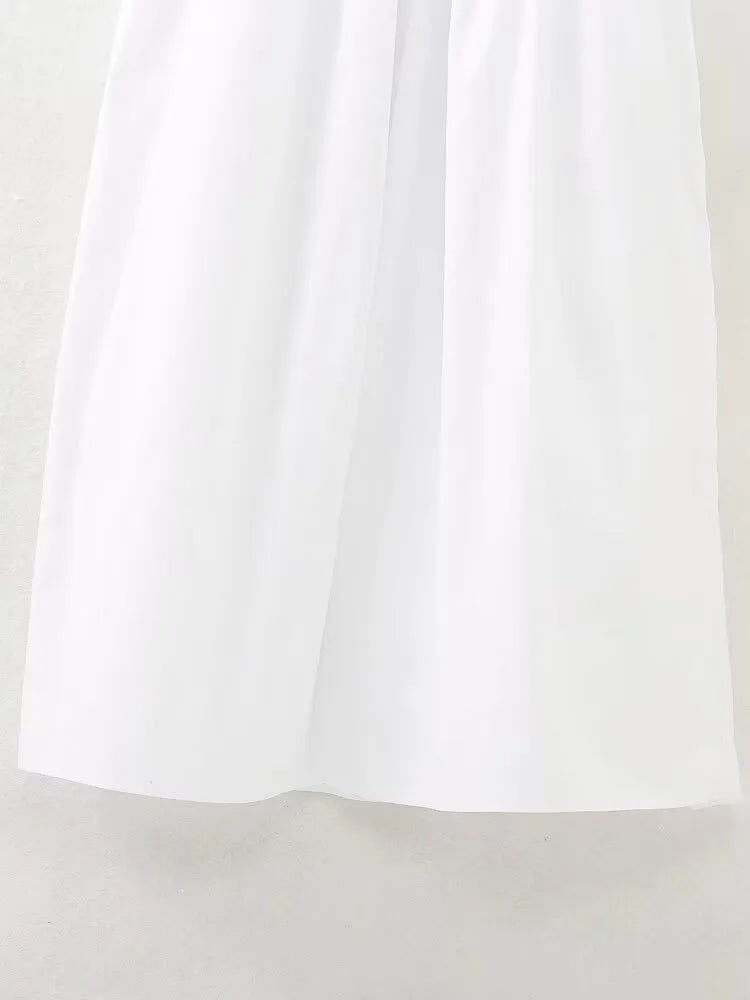 Neck Sleeveless Mid-Calf Party Dress Chest Elastic A-line Dress TRAF Elegant Summer Women Patchwork Strap Dress 2024 Sexy