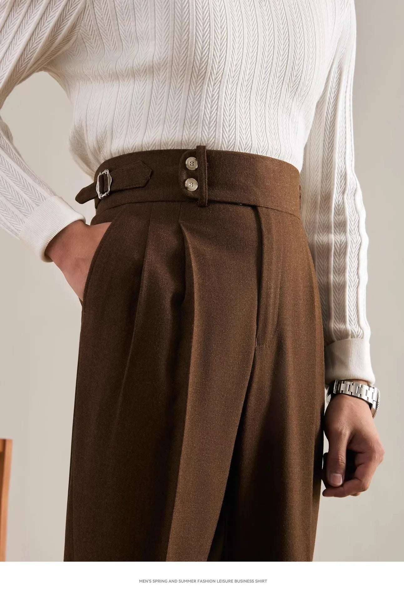 Italian Naples Trousers High Waisted Straight Men's Business Casual Pants High-end Elegant Retro Suit Pants Banquet Wedding