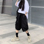 Zoki Streetwear Harajuku Oversize Bf Cargo Shorts Hip Hop Fashion High Waist Women Big Pockets Casual Shorts Summer Loose Shorts