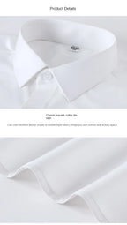 2023 Summer Short Sleeve High Density Silky Material Solid  Elastic Business Men Dress Shirts No Pocket Stretch Clothes