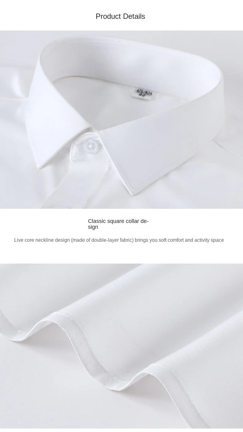 2023 Summer Short Sleeve High Density Silky Material Solid  Elastic Business Men Dress Shirts No Pocket Stretch Clothes