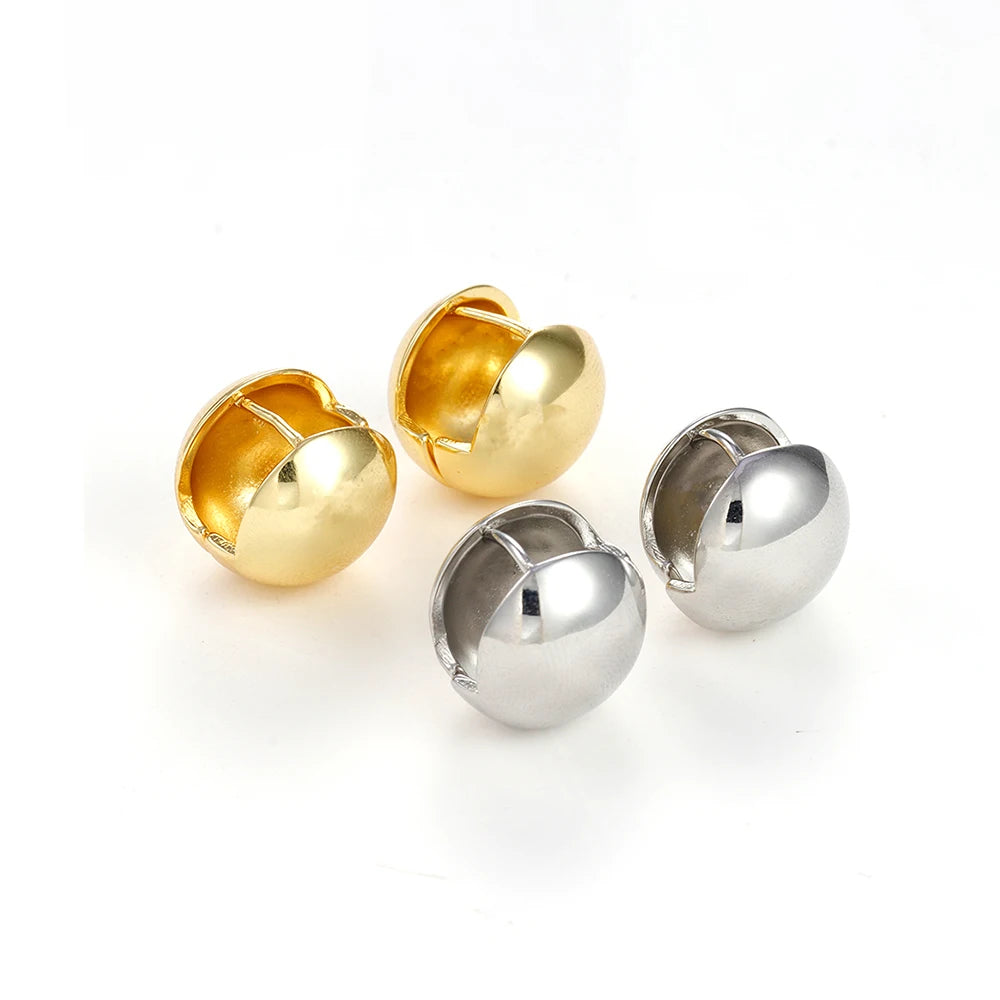2025 Gold Silver Color Ball Round Simple Hight Quality Luxury Earrings Punk Geometric Stud Earrings For Women Party Jewelry Gift