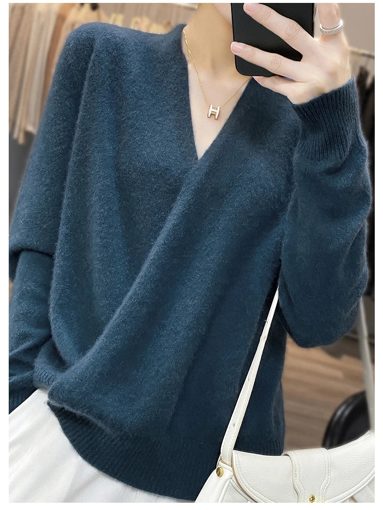 Japanese Kimono Cardigan Pure Wool Sweater Female Cross V-Neck Knitted Cardigan 2023 Spring and Autumn Loose Leggings Retro Top