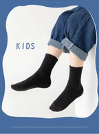 Horetong 5 Pairs Pure Cotton Soft Student Socks Breathable Absorbing Sweat Sport Socks Boys Girls Middle Tube Sock For 3-13 Year