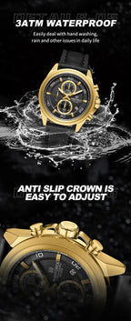 NAVIFORCE  Hands Wristwatches Genuine Leather Strap Alloy Case Casual Watches Dress Watch for Men Waterproof with Date Luminous