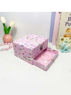 1pc Music Box with Drawer Mirror Rotating Pink Pony Jewelry Storage Box for Ring Necklaces Bracelets Birthday Gift