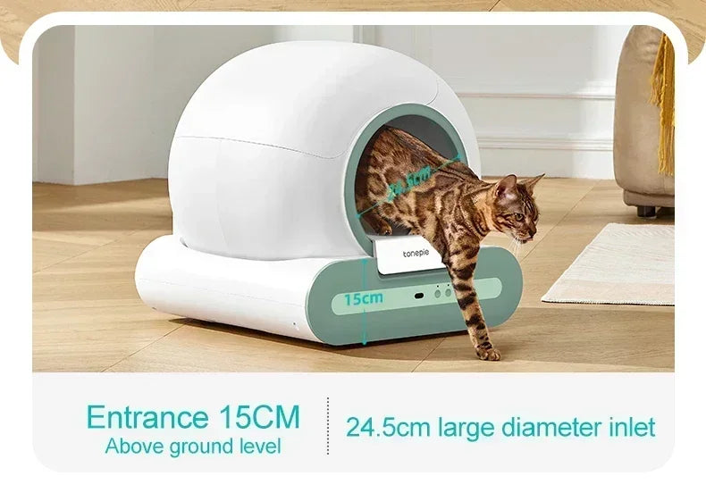 Tonepie Automatic Cat Litter Box Self-Cleaning APP Control 65L Smart Cat Toilet Electric Ion Deodorizati Detachable Tonepie Ti+