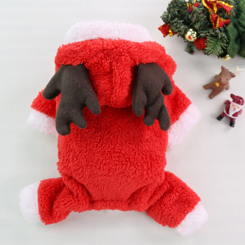 Pet Dog Cat Halloween Christmas Costume Cosplay Elk Dog Costumes for Small Dogs Winter Warm Dog Cat Clothes