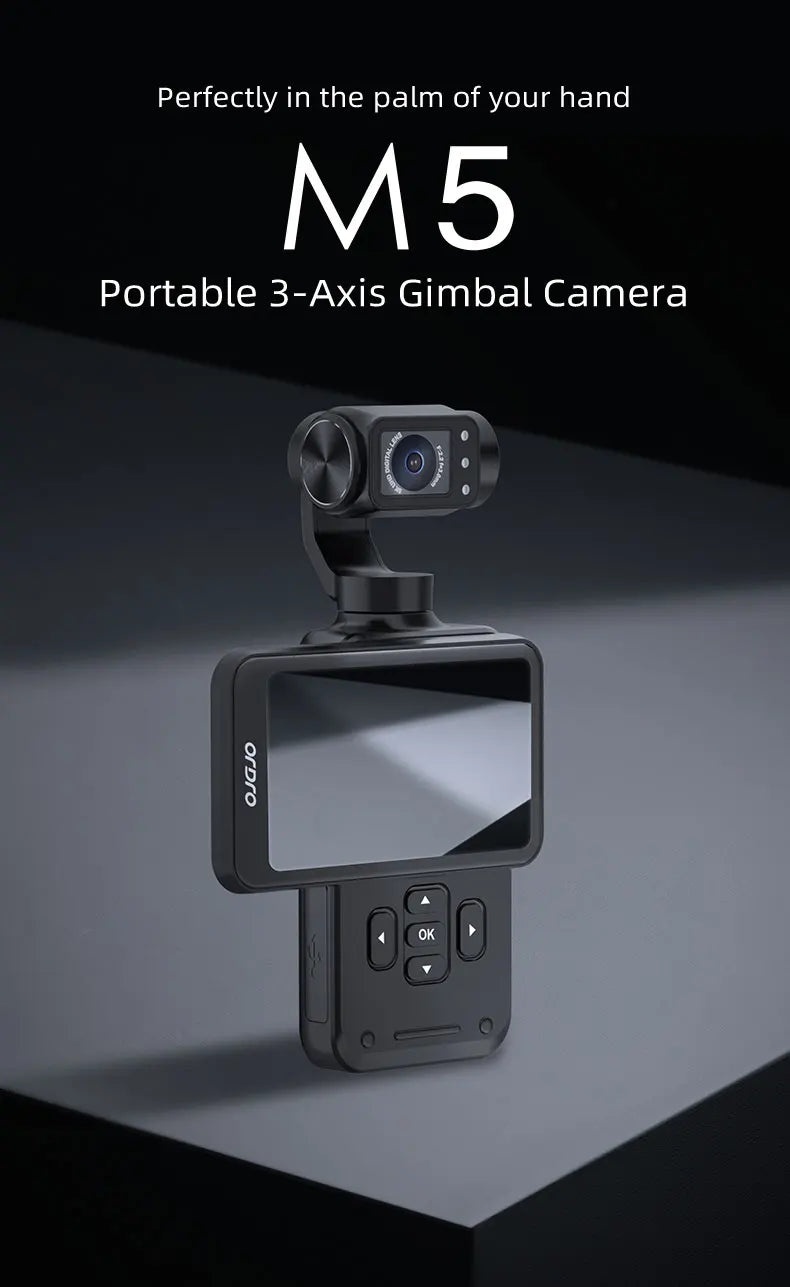 ORDRO M5 Pocket Video Camera Action Vlogging Digital Camcorder 5K 3-axis Face Tracking 3.5" Touch Screen Infrared Night Vision