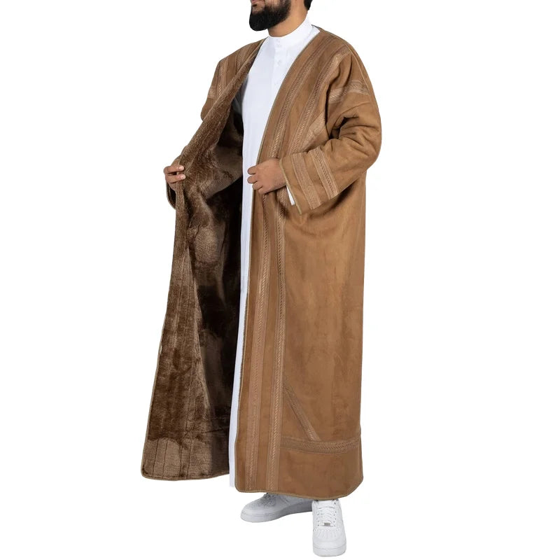 Wholesale New Arrival 2025 Oem Custom High Quality Men's Winter Bisht Coat Bisht Farwa for Prayer Made of Polyester for Adults