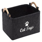 Felt Pet Toy Storage Basket Foldable Dog Toy Box Large Capacity Storage Basket for Dog Cats Household Storage Container