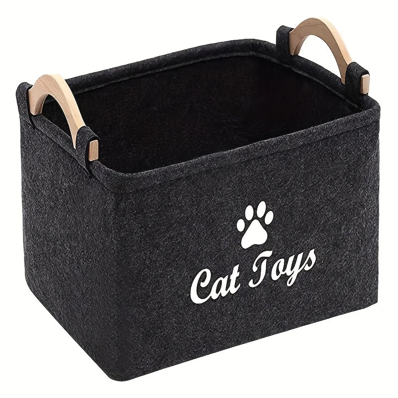 Felt Pet Toy Storage Basket Foldable Dog Toy Box Large Capacity Storage Basket for Dog Cats Household Storage Container