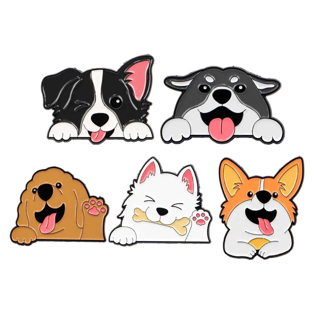 2-10pcs/set Funny Animals Series Enamel Pin Cartoon Cats Dogs Brooch Set Lapel Pins Badge on Backpack Clothing Accessories Gifts