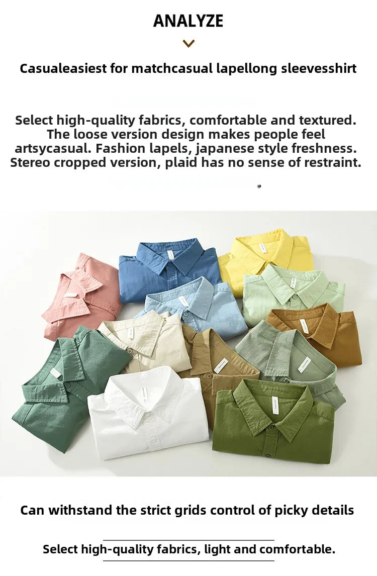 2025 Spring New Casual 100% Cotton Long Sleeve Shirt for Men Multi-color Simple Solid Color Classic Daily Shirts CM6651