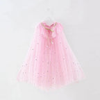Summer Girl Princess Party Accessories Cloak Snow Queen Elsa Anna Costume Cape Rapunzel Aurora Sequins Tulle Halloween Mantle
