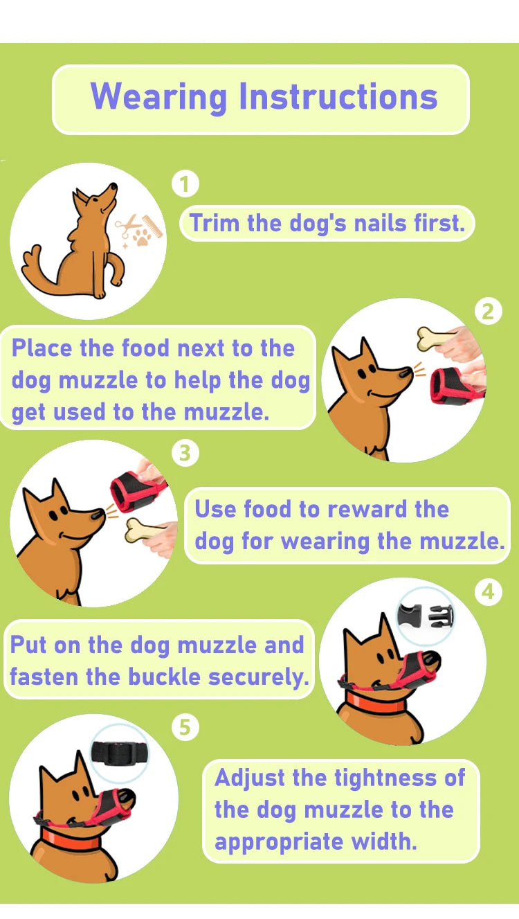Dog muzzle Prevents biting barking and accidental eating prevents slipping off fits small medium large dogs adjustable