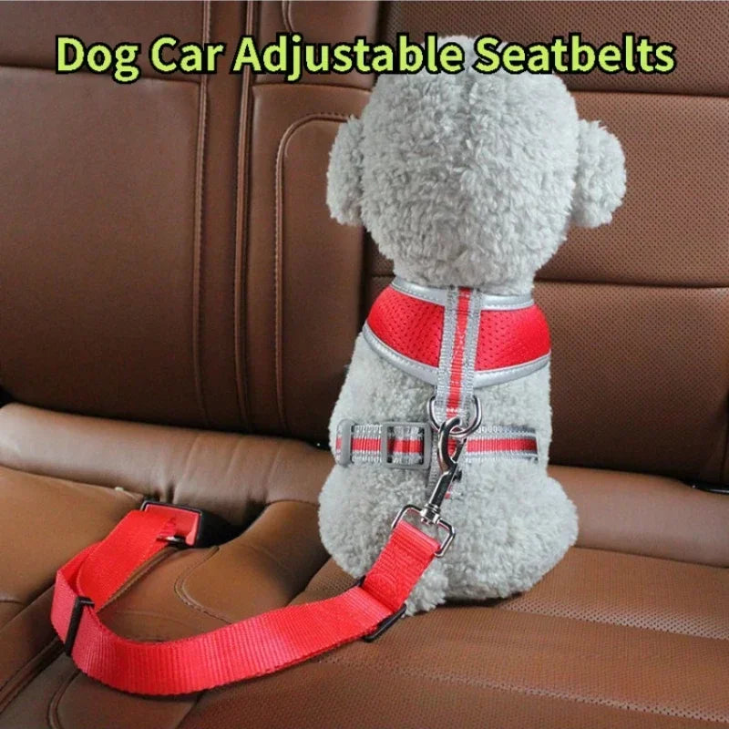 Dog Seat Belt, Dog Car Adjustable Seatbelts for Vehicle Nylon Pet Safety Heavy Duty & Elastic Car Harness for Dogs