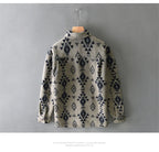 2024 Autumn Winter New Vintage Loose Printed Wool Shirts for Men Clothing Cargo Big Pockets Men Shirts AZT738
