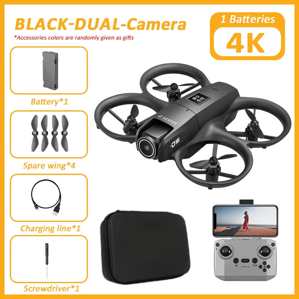 KBDFA D16 Mini Drone 8K Camera ESC Aerial Aircraft Air Pressure Fixed Height Pocket UFO Obstacle Remote Control Quadcopter