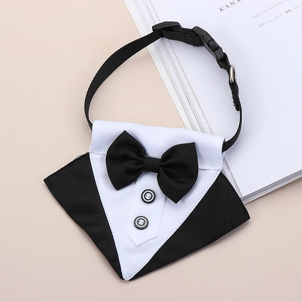 For Large and Medium Dogs Tuxedo Dog Suit and Bandana Set Dogs Tuxedo Suit Dog Prince Bow Tie Shirt Formal Dog Weeding Attire