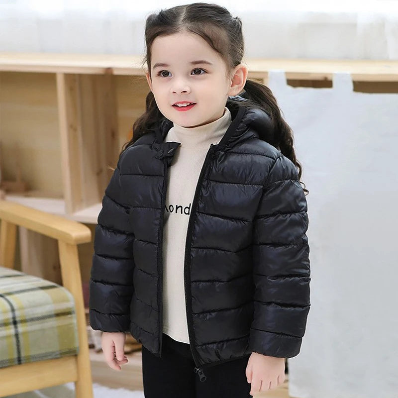 Children Boys Baby Hooded Lightweight Down Jackets Warm Outerwear Autumn Kids Girls Coats Cartoon Dinosaur Print Casual Clothing