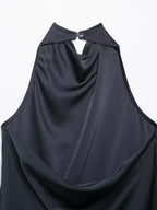 MYST&ZA2025 new summer women's casual simple halter neck backless sleeveless top + drawstring wide-leg trousers