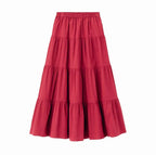2024 Spring Autunm women Ruffle skirt fashion Summer cotton linen skirts long maxi party skirts red purple pink M-5XL 6XL 7XL