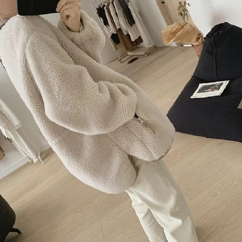 Y2k Korean Version Winter Clothes Women Jackets Lambwool Coat Fashion Casual Loose Oversize Thick Parkas Long Sleeve Tide Coats