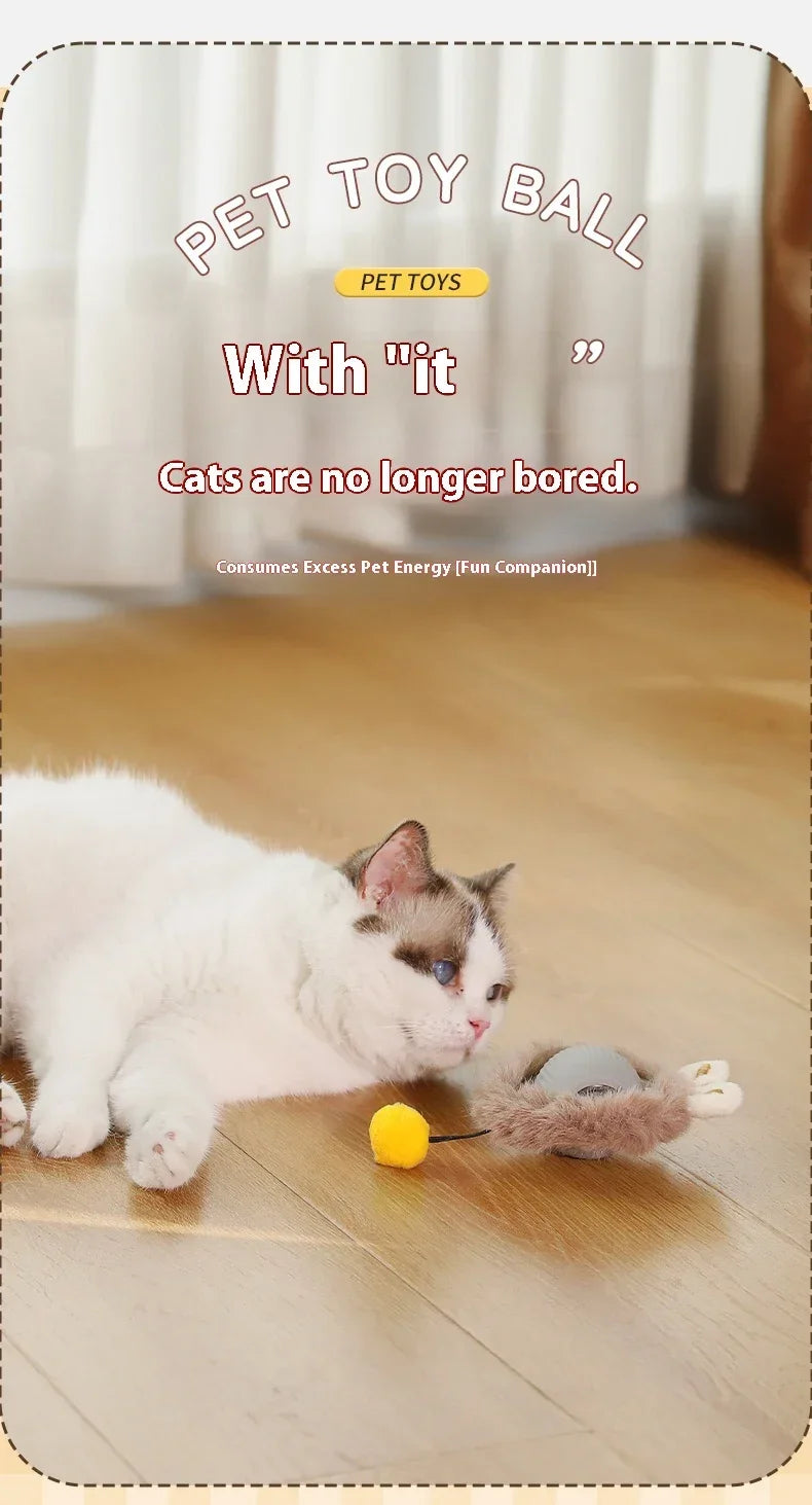 Interactive Cat Toy Ball Rolling Balls Pet Kitten Cats Teaser Automatic Electric Smart Game Plush Toys Play Stimulator Training