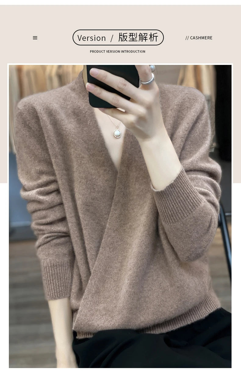 Japanese Kimono Cardigan Pure Wool Sweater Female Cross V-Neck Knitted Cardigan 2023 Spring and Autumn Loose Leggings Retro Top