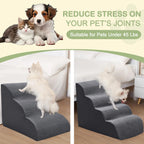 Curved Dog Stairs Ramp for High Beds 19.7" H, 4-Step Dog Steps for Small Dogs and Cats, Pet Stairs for High Bed Climbing, Grey