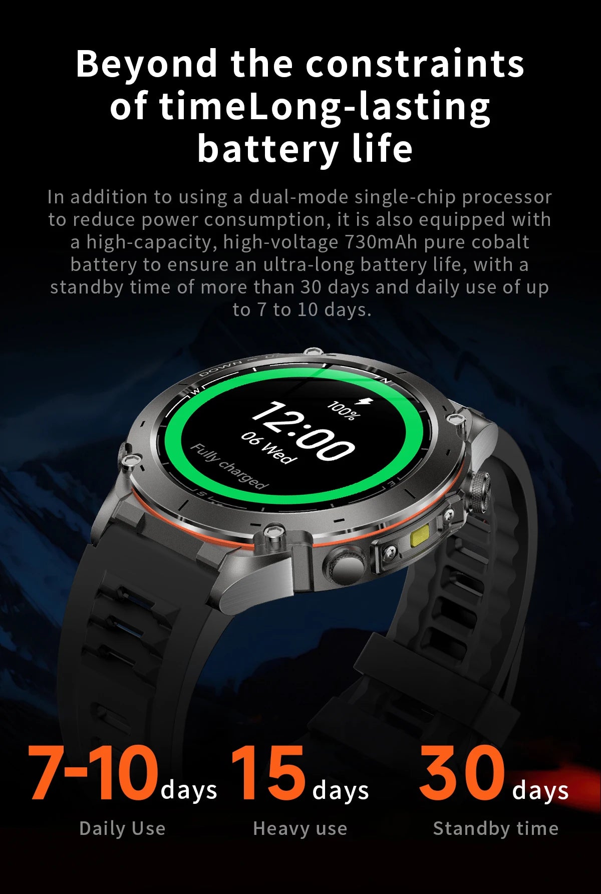 Men New Outdoors Sports Military GPS SmartWatch 10ATM Waterproof 730mAh High Battery Compass NFC HD Call For Huawei Xiaomi Watch