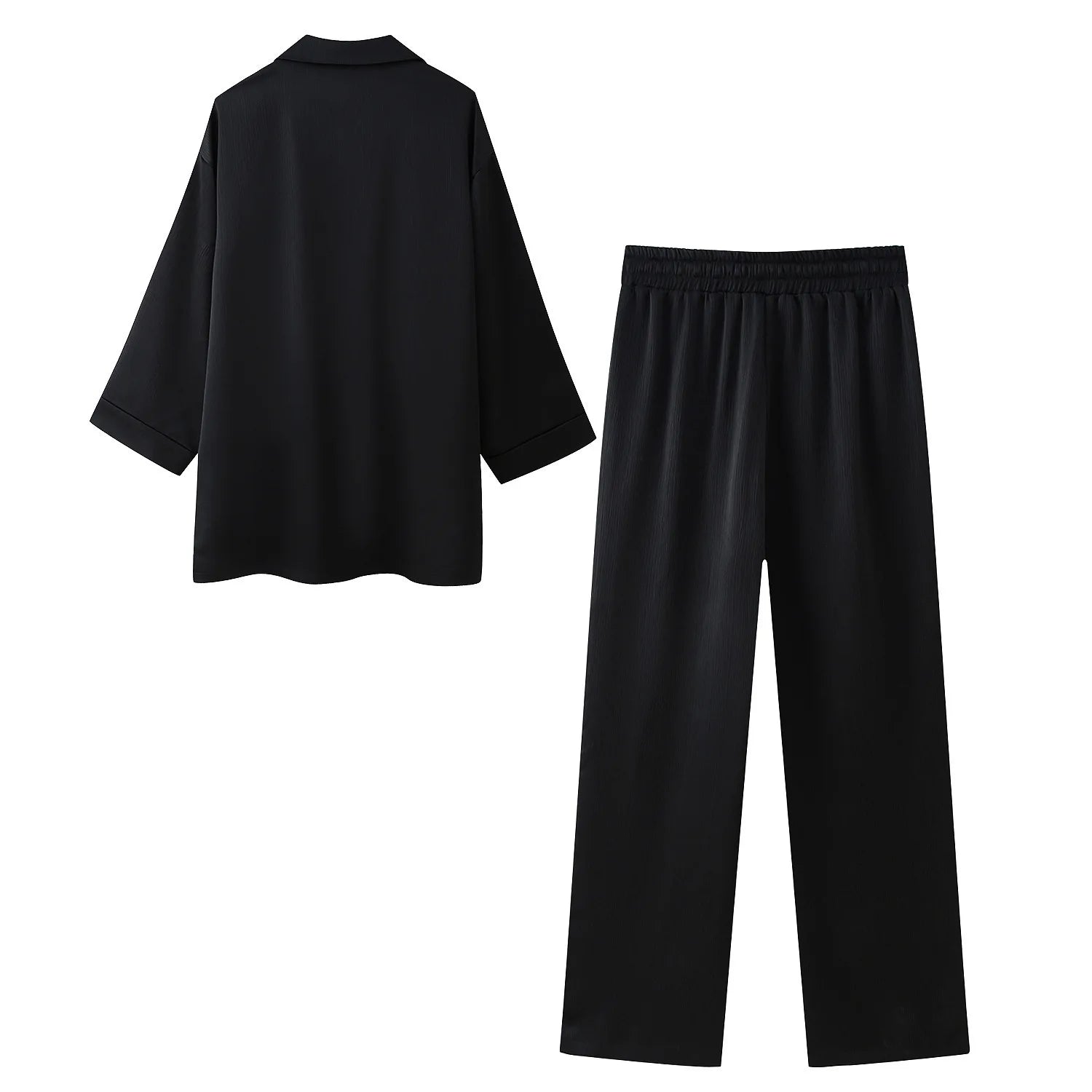 KWTX 2025 Spring Women’s Two Piece Set Solid Pleated V Neck Blazer & Wide Leg Pants Elegant Luxury High Quality Office Set