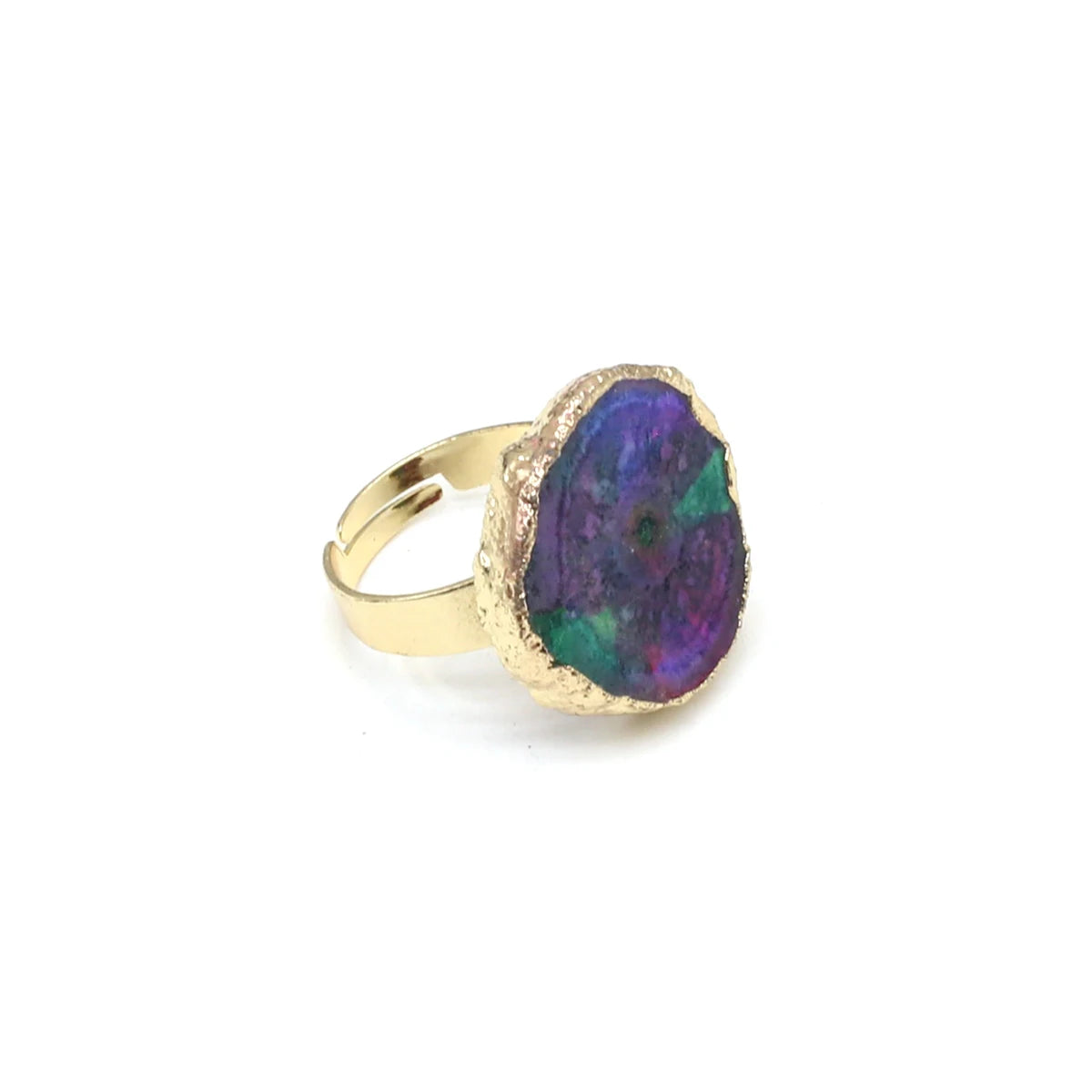 Natural Semi Precious Stones Irregular Crystal Druzy Rings Reiki Healing Embryo Agate Jewelry Accessories Party Gifts for Women
