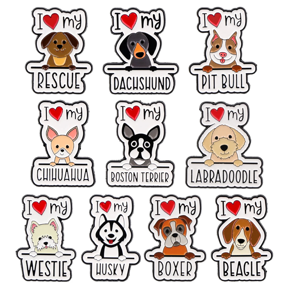 2-10pcs/set Funny Animals Series Enamel Pin Cartoon Cats Dogs Brooch Set Lapel Pins Badge on Backpack Clothing Accessories Gifts