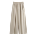 TFMLN New Women's High Waist Wide Leg Pants Fashion Elastic Waist Long Straight Trousers Lady Casual Solid Pocket Pants Summer