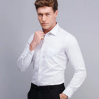 Men Formal Shirt Long Sleeve Office Solid Color Anti-Wrinkle Fashion Business Pocket White Social Pocket OfficeWhite Shirt S-5XL