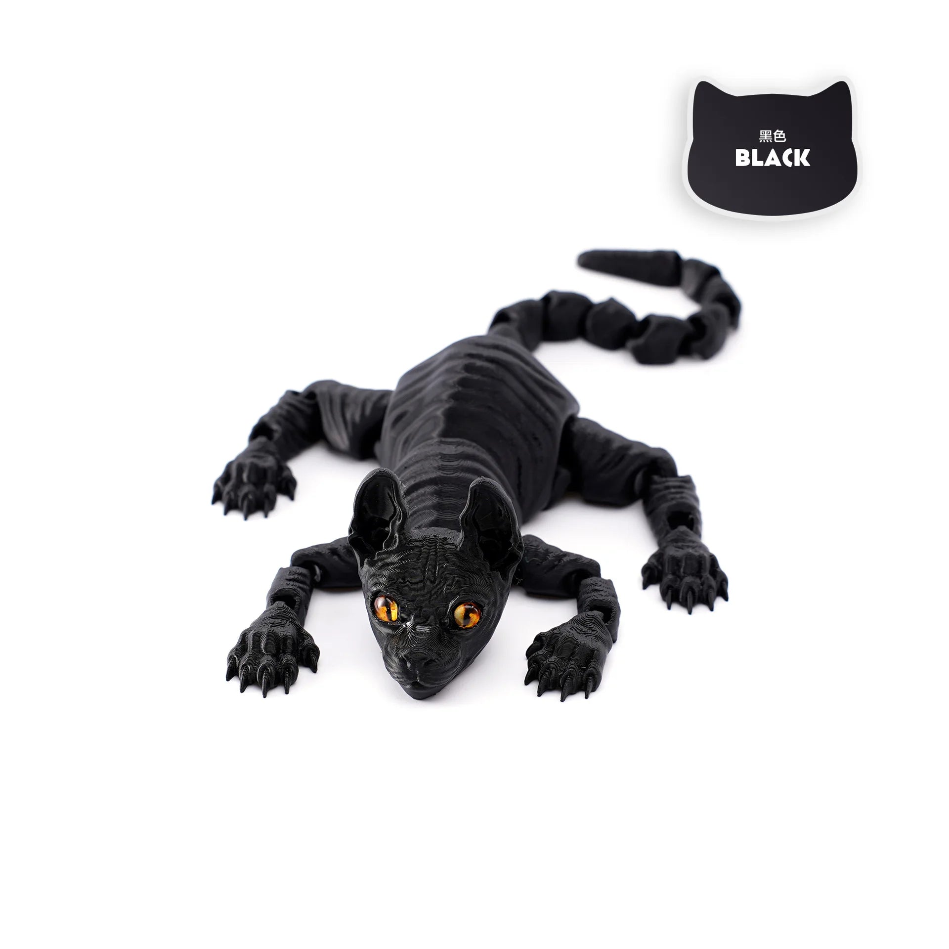 3D Printed Sphynx Cat Animals Toy Realistic Hairless Figurine Articulated Cat Fidget Toy for Cat Lover Collector Home Decoration