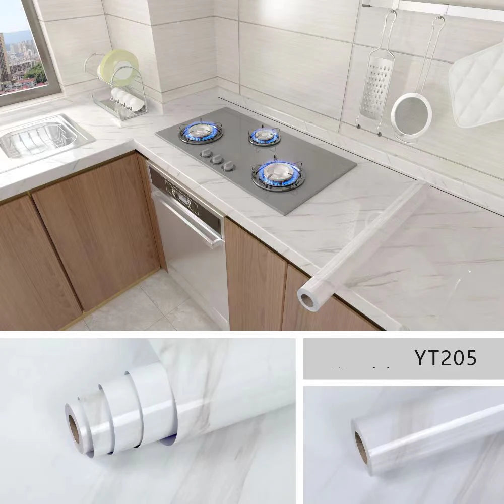 40cm Marble Self-adhesive Wallpaper Bathroom Kitchen Cabinet Countertop Contact paper PVC Waterproof Wall Stickers