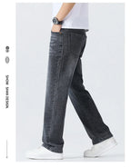 Summer Thin Straight Jeans Men's Clothing Soft Breathable Trousers Male Brand Comfortable Business Loose Denim Pants Retro Y2K